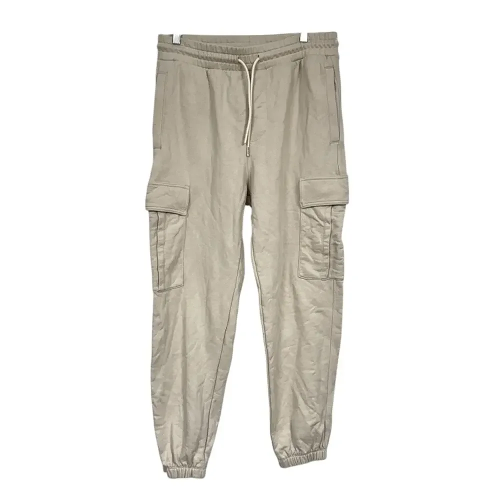 Jack & Jones Cream Cargo Jogger Sweatpants Mens M Classic Casual Cozy Athletic